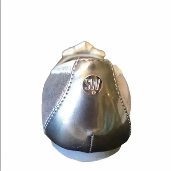 Stuart Weitzman Fannie Glitz Ballet Flat Pewter SZ 5 - Picture 2 of 4